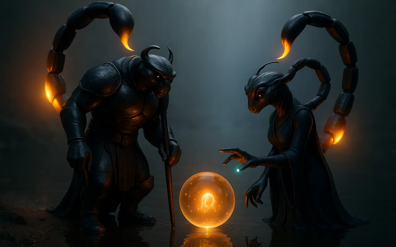 Animated-style illustration of the Scorpio zodiac sign