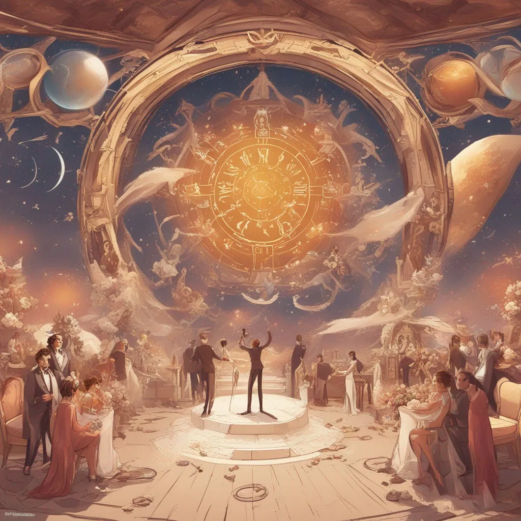 Wedding. People using horoscope matching to find their soulmate, a metaphor for the power of love.