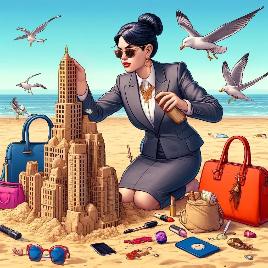 Capricorn businesswoman building her sandcastle